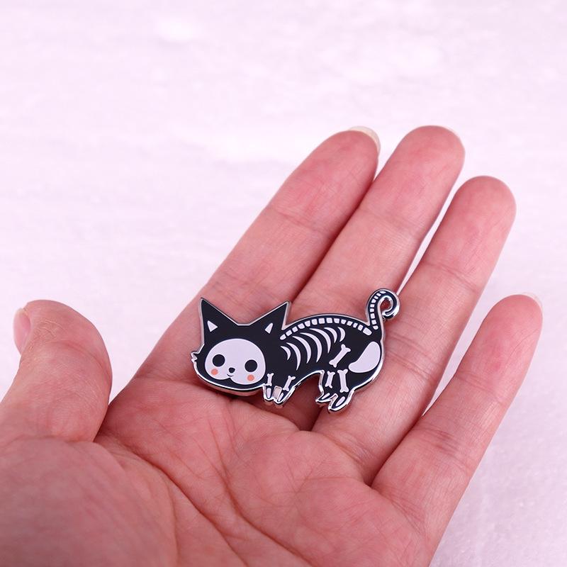 Cute Cat Skull Brooch: Meow Emblem