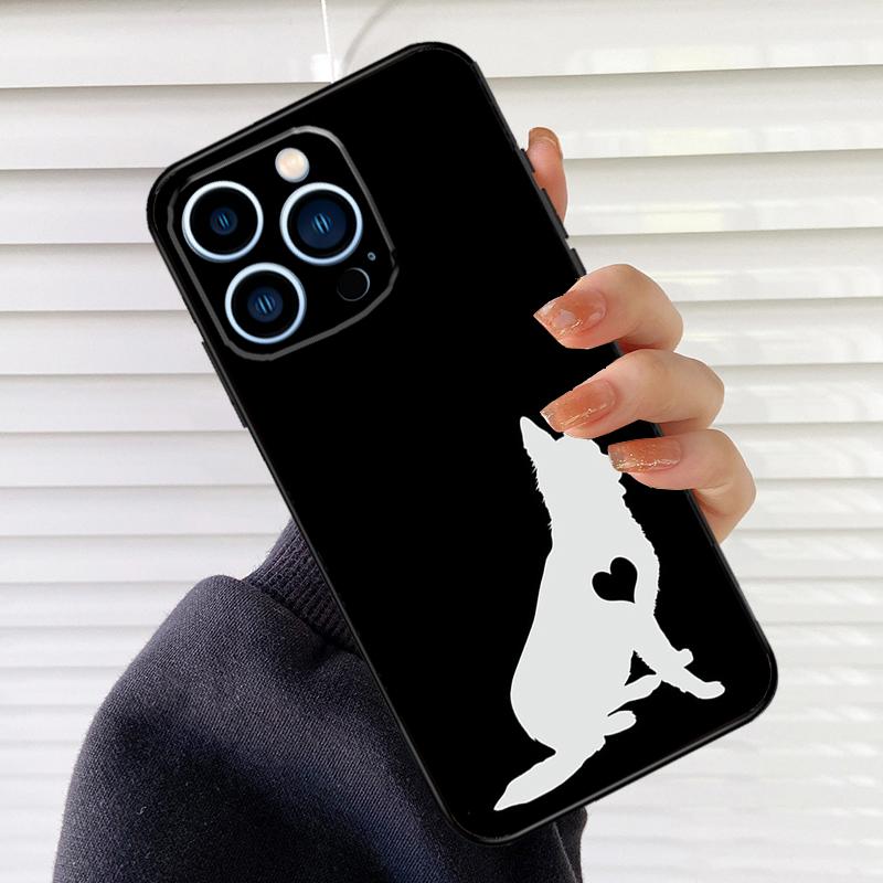 Cartoon German Shepherd Dog Phone Case For iPhone 16 15 11 12 14 Pro Max XR XS Max X Plus 13 14 Pro Soft Silicone Back Cover
