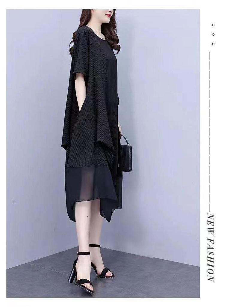 Plus Size Women's Summer Slimming Mid-Length Dress - Belly & Flesh Concealing