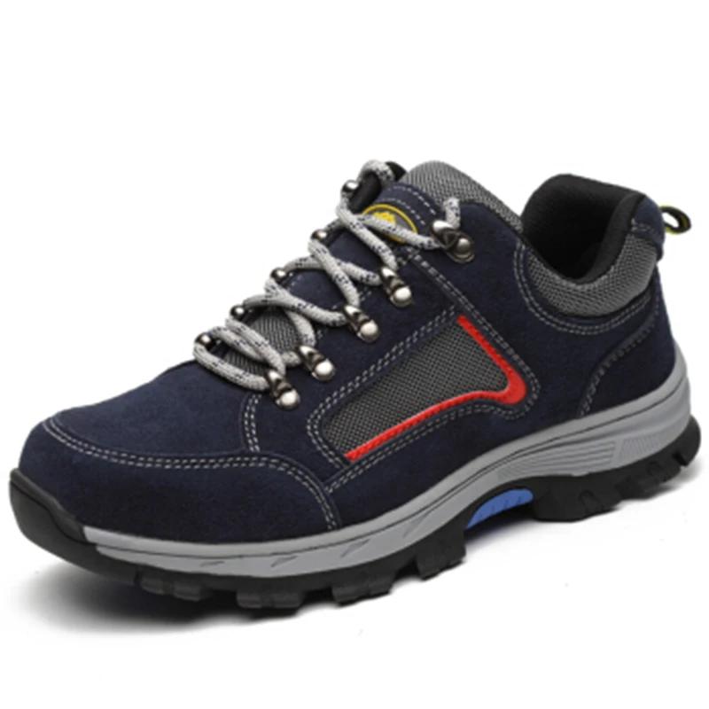 Work Safety Shoes For Men Vintage Blcak Mesh Breathable Steel Toe Cap Boots Mens Labor Insurance Puncture Proof Casual Shoe Man