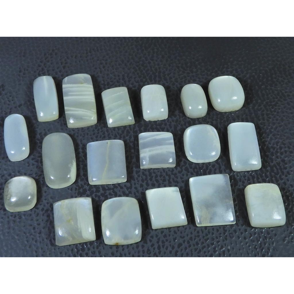 18 Stück Natürlicher Mondstein Achteck Cabochon Lose Edelstein Charge 162 Karat. 11-18MM A-813