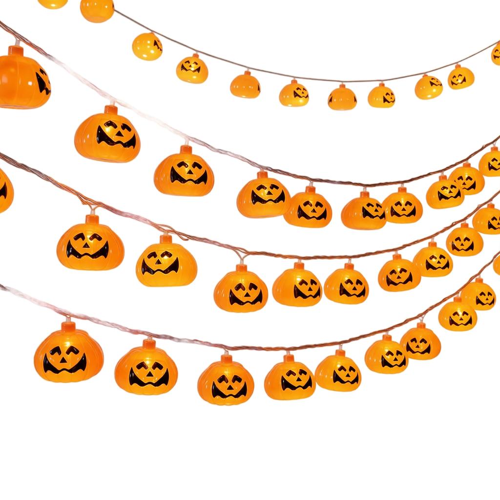 Halloween Pumpkin String Lights with 6 Double-Sided Large Pumpkins, 20 LED Battery Powered Decor