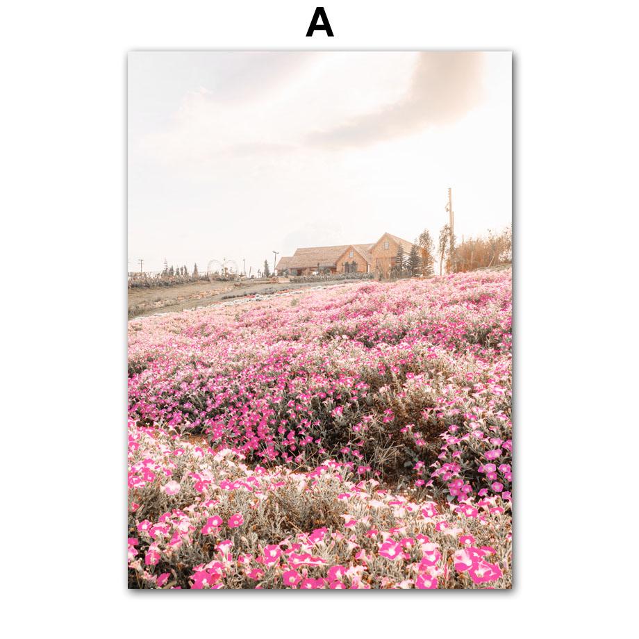 Easter Spring Pink Sakura Farmhouse Fresh Flower Romantic Posters Canvas Painting Wall Art Pictures For Living Room Home Decor