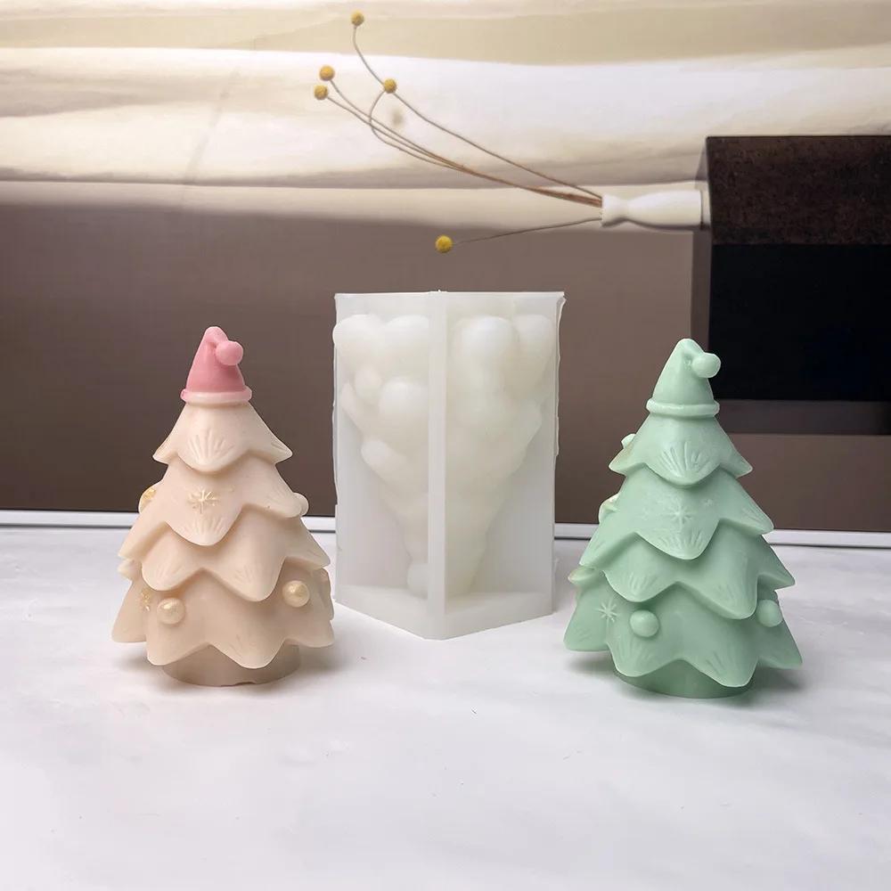 3D Santa Claus Christmas Tree Candle Silicone Mold Wine Bottle Wine Glass Santa Claus Candle Molds Christmas Gift