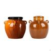 Vaso in Ceramica con Coperchio Accessorio Ornamento Sigillato Set Tradizionale Collezione Manici per