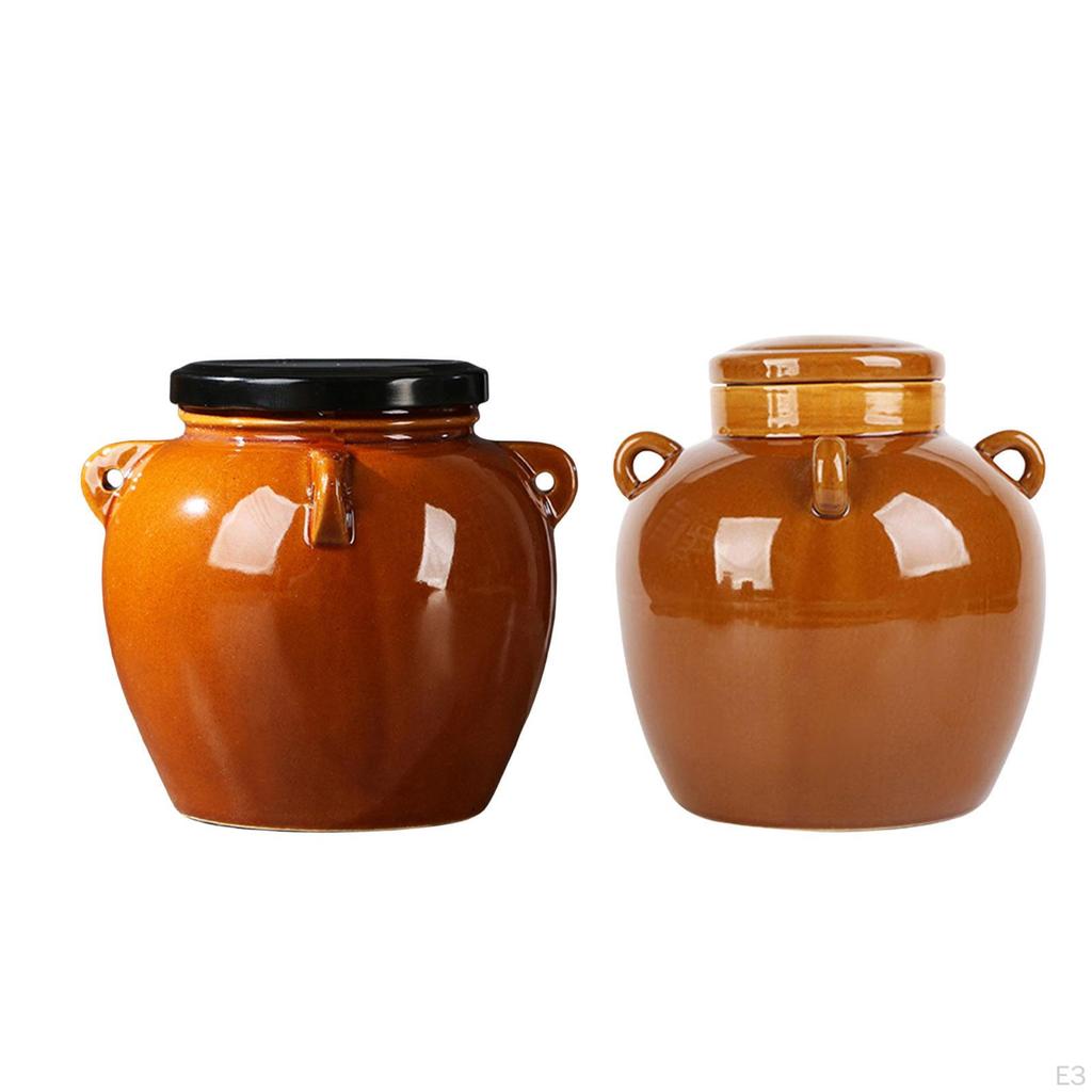 Vaso in Ceramica con Coperchio Accessorio Ornamento Sigillato Set Tradizionale Collezione Manici per