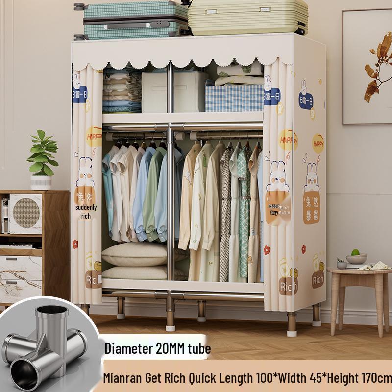 Sturdy Reinforced Steel Frame Fabric Wardrobe for Home & Bedroom Use