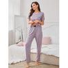 Spot direct supply homewear pajamas women's simple casual loose round neck suit can be worn outside