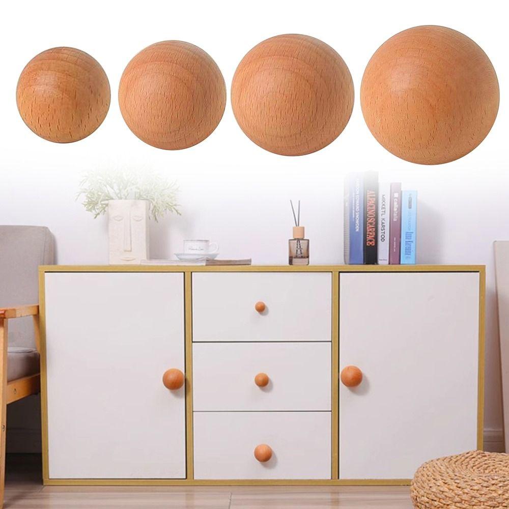 Simple Wooden Door Handles Round Wood Hook Hanger DIY Wardrobe Knob  Home Decoration