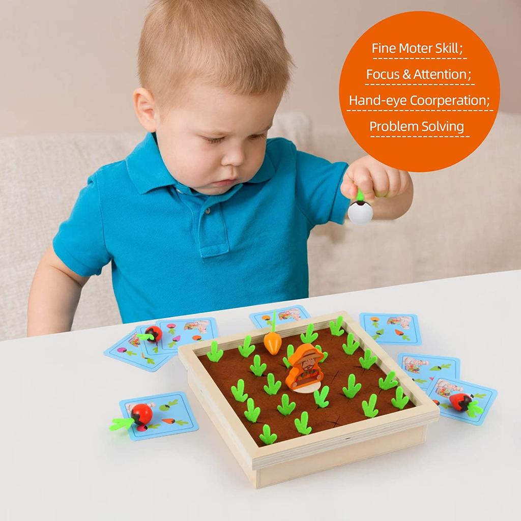 Houten wortelgeheugen oogst spel Montessori speelgoed, radijzen vorm kleur sorteren bijpassende educatieve speelgoed, fijne motoriek cadeaus voor kinderen van 2+