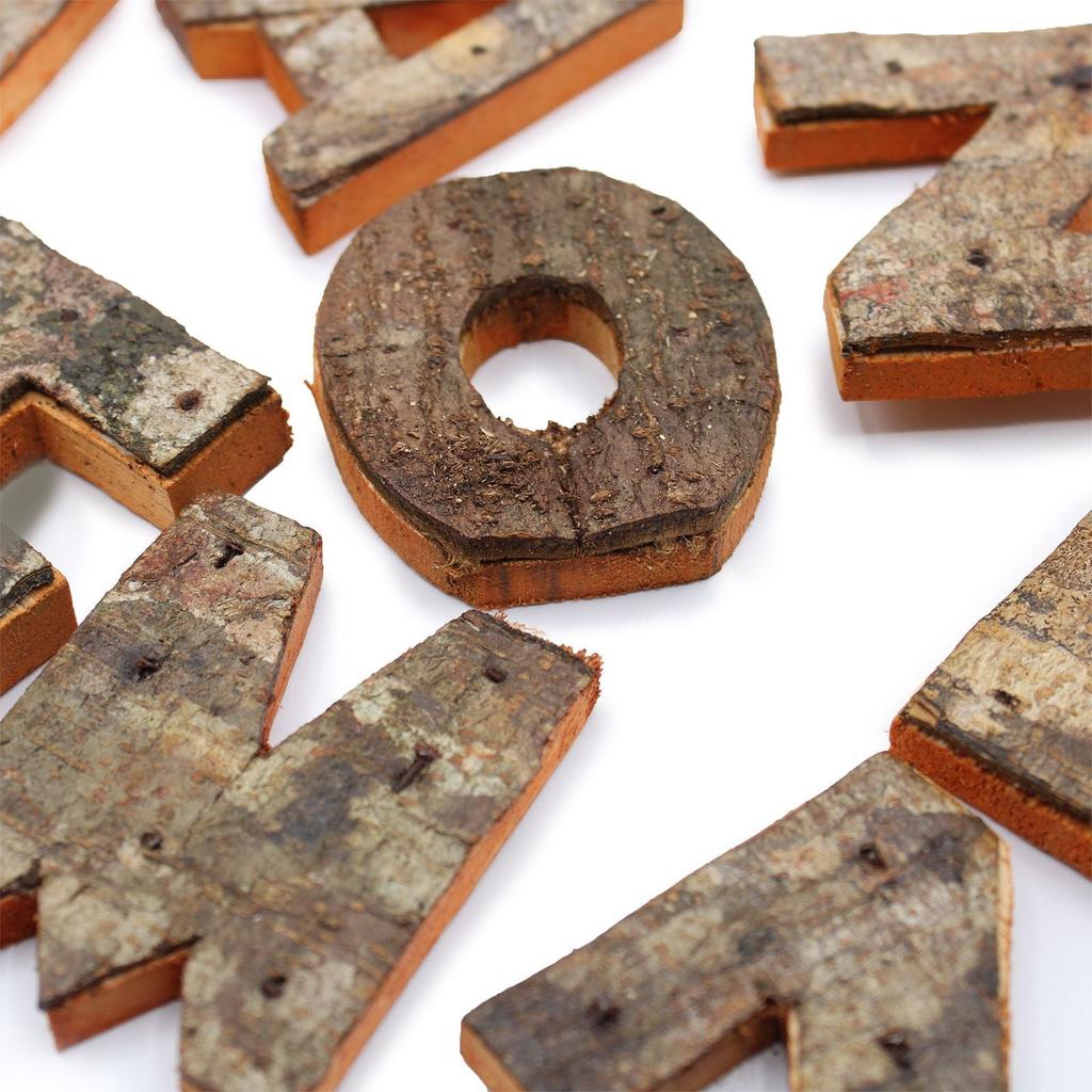 Wooden Letter S, Rustic Bark 7 cm