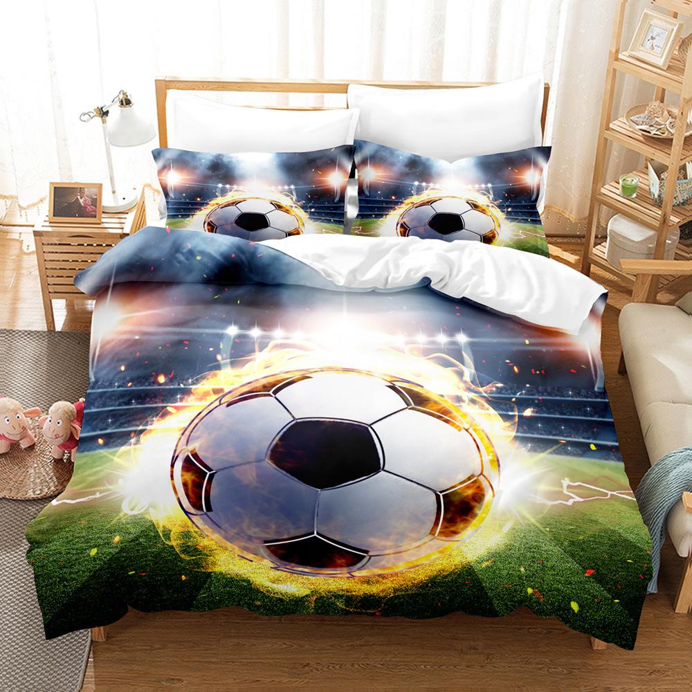 3d Digital Printing Football Three-piece Quilt Cover Set