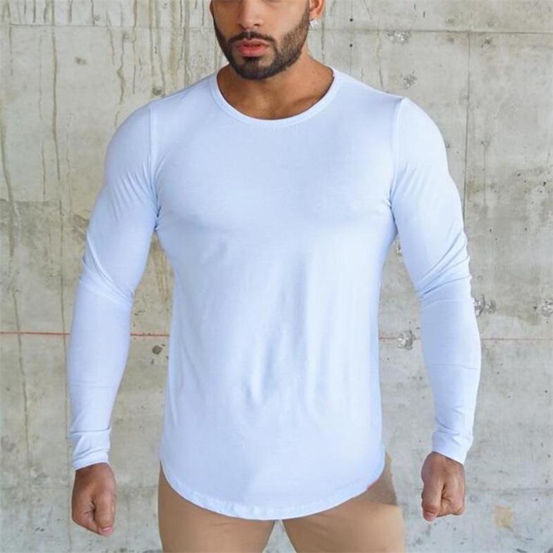 Muscleguys Running T-shirts Mens Autunm Cotton Long Sleeve Gym Clothing Sports Slim Fit T Shirts Spring Bodybuilding Shirts Fitness Tees