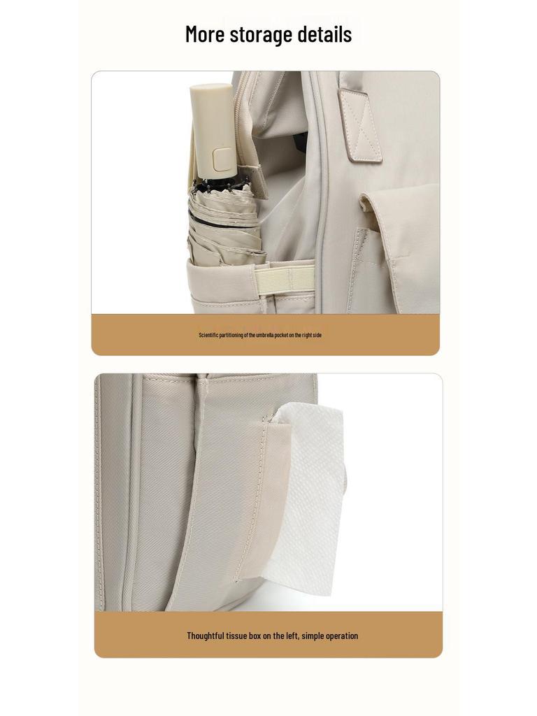 Customizable Lightweight Mummy & Baby Double Shoulder Handbag: Multifunctional, Large Capacity Backpack for Outings