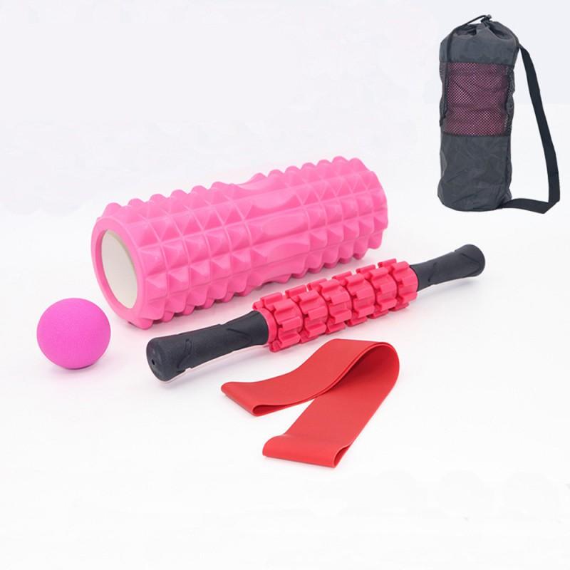 33cm Crescent-Shaped Foam Roller Set With Spiky Massage Stick Myofascial Release Ball Yoga Pilates Fitness Recovery