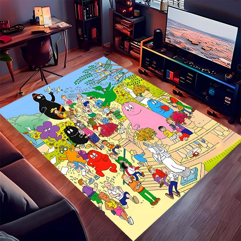 1pc Barbapapa1 Print Area Rug - Soft, Washable Non-Slip Indoor Mat for Office Chairs, Living Room, Home Office Decorative Rug