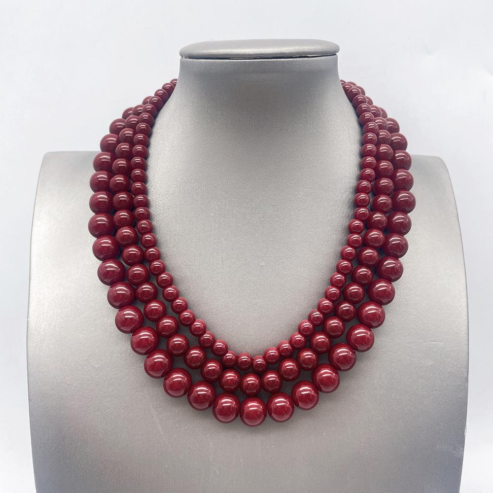 

Новогоднее модное ожерелье из стеклянных бусин, высококачественная цепочка с угольным воротником, простые универсальные аксессуары