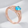 Rose Gold Drop Color Bridal Wedding Ring For Women Dazzling Cut Blue Natural Zircon Accessories Wedding Jewelry