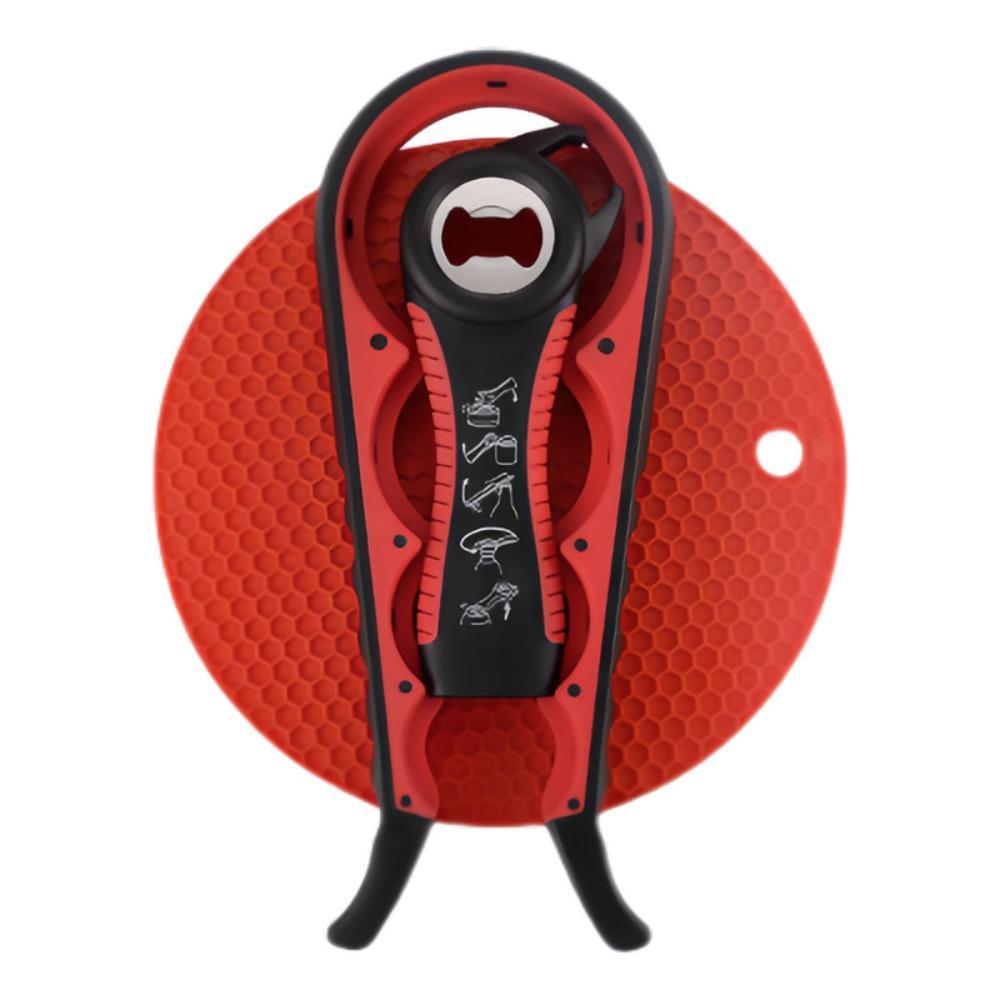 

3-in-1 Beverage Bottle Opener Multi-Function Cap Twister Portable Jar Opener Senior червоний