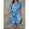 Flower Print Versatile Short-sleeved Dress Comfortable Simple Casual Dresses