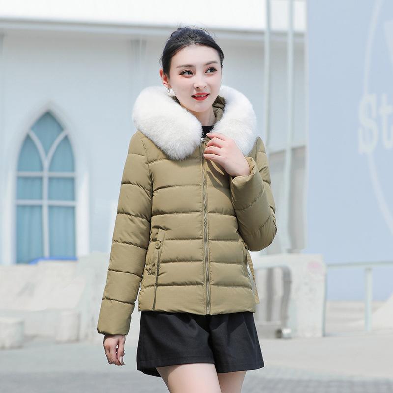 Large size large fur collar short down cotton clothes women's new loose small thickened winter coat
