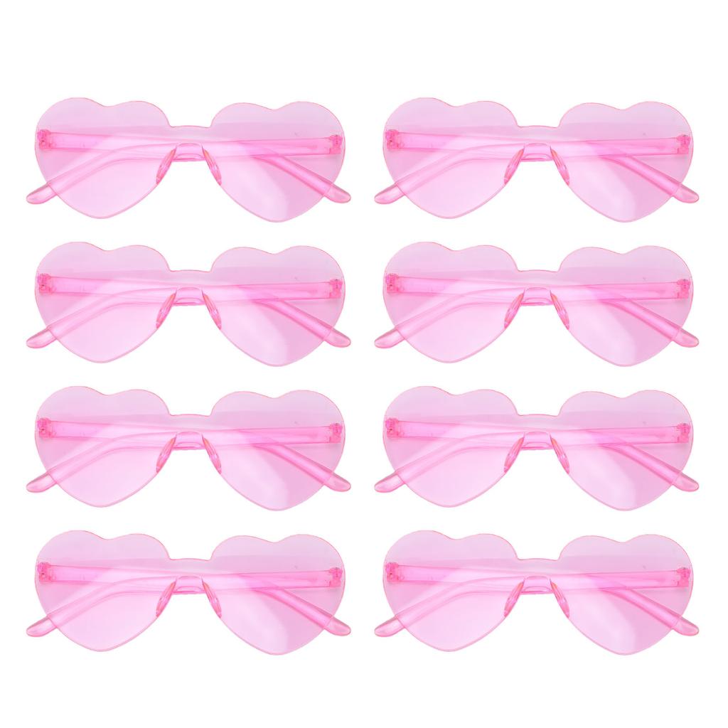8 Pairs Heart Shaped Sunglasses Love Pink Candy Color Rimless Heart Shaped Sunglasses for Women Pink