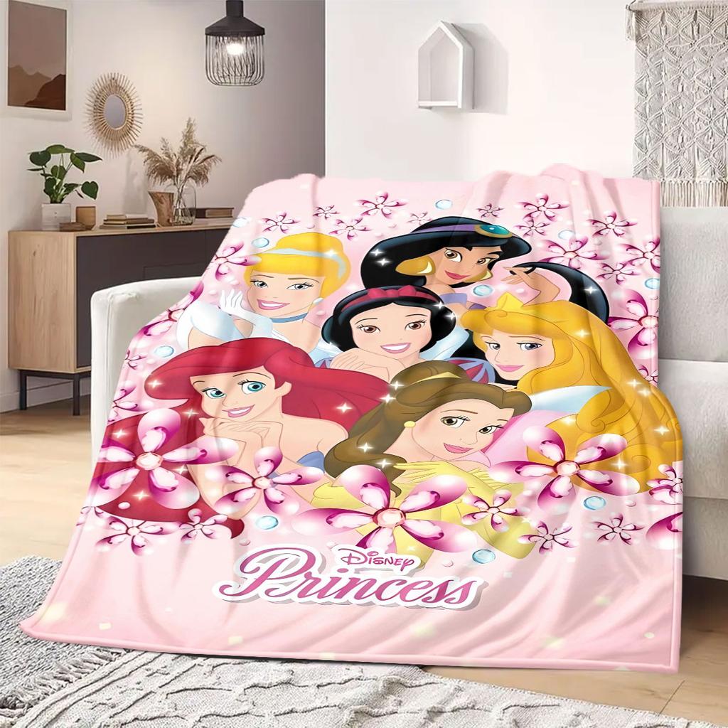 Princess Print Cartoon Flannel Blanket for Travel Picnics Bedrooms Sofas Beds Chairs Home Decor Design