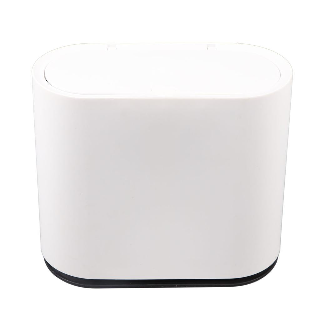 Plastic Trash Can with Press Type Lid Big White Garbage Container Bin for Bathroom Bedroom Kitchen Office