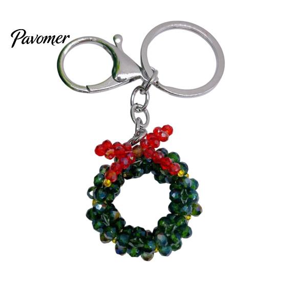 Beaded Key Holder Handmade Christmas Keychain, Xmas Tree Wreath Gift Box Bell Backpack Charm Santa Keyring, Hanging Decor for Party Favors