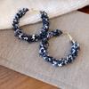 Silver Needle Wool Woven Round Ear Ring Earrings Women's Niche High-end Stud Earrings Personalized Fashion Exquisite Versatile Earrings