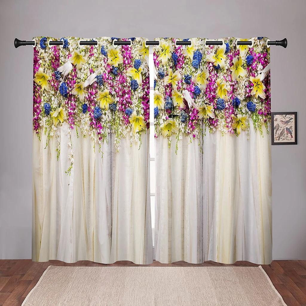 New Colorful Flawer Floral Girl Blackout Window Curtains for Kids Bedroom Living Room Bathroom Kicthen Door Home High Shading