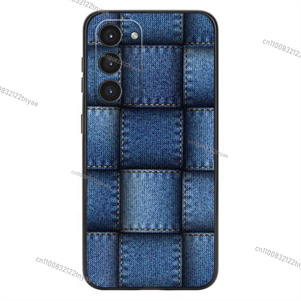 Jeans Cowboy Denim printed Phone Case For Samsung Galaxy A20,21s,22,31,32,52,53,72,73,80,91 Soft Liquid Silicone Black Cover