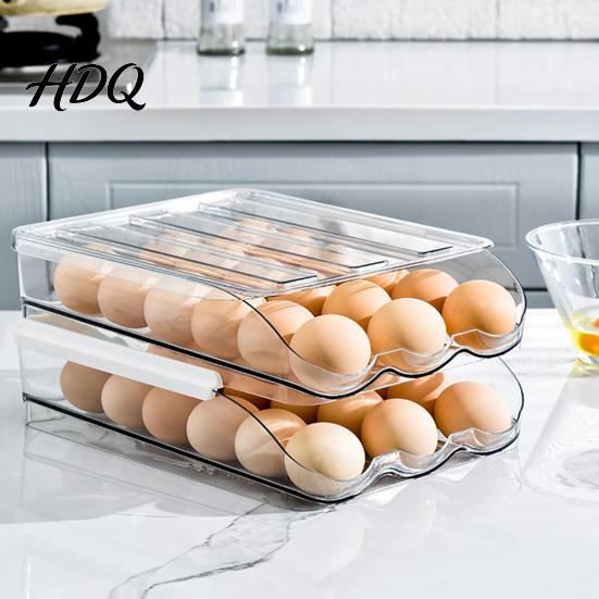 Double Layer Egg Organizer for Kitchen Stackable Storage Box 7 Degree Gentle Slope Design Compact Holder Pantry Transparent Plastic Container