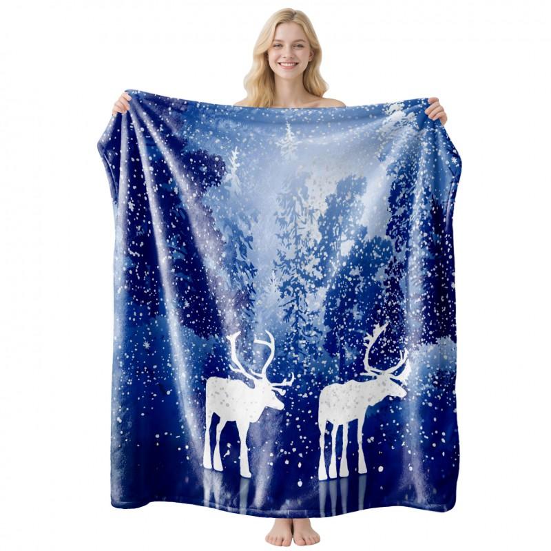 Cool Contrast Tiger Print Flannel Blanket Soft Nap Air Conditioner Throw Home