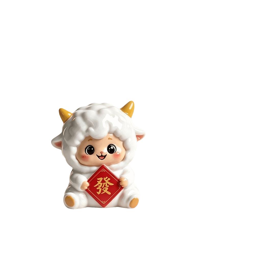 Resin Year of The Goat Ornament Cute Design Mascot Ornament Zodiac Figurines Spring Festival