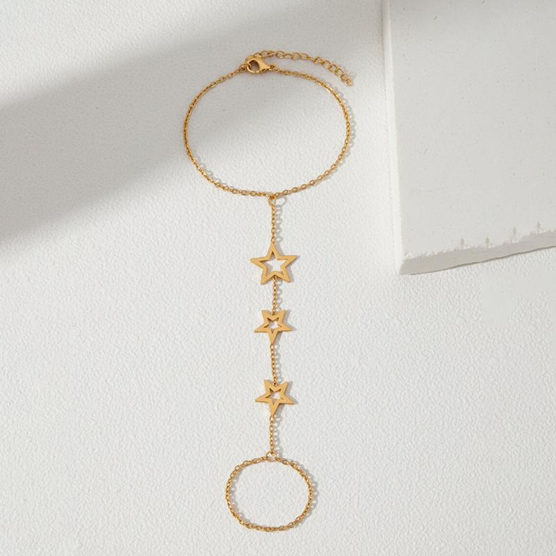 

Stainless Steel Hollow Star Finger Bracelet Exquisite Retro Finger Hand Chain Simple Casual Versatile Women s Jewelry Wholesale