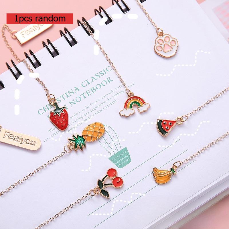 Office School Supplies Cartoon Metal Pendant Hand Account Decoration Cute Small Student Folder Bookmark Female Kawaii Stationery
