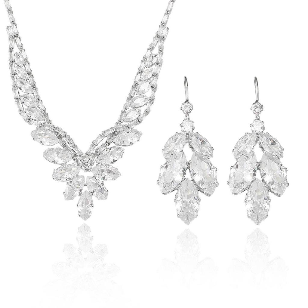 Wheat Ear Tassel Zircon Necklace & Earrings Set - Trendy Fresh Jewelry