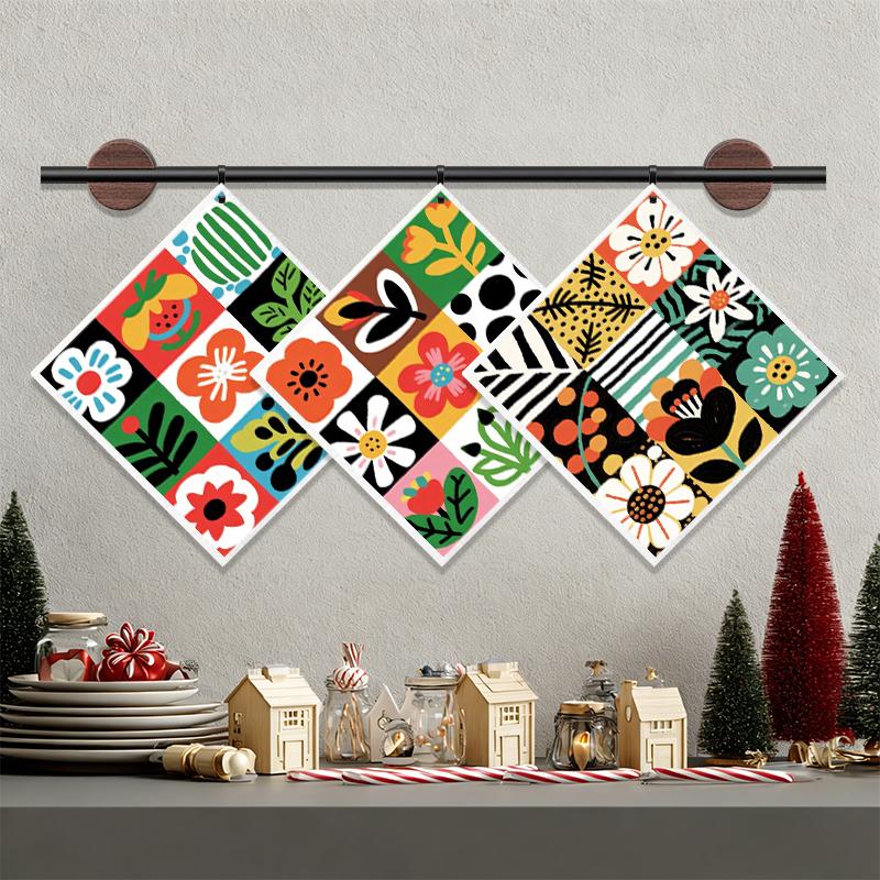 6PCS Cleaning Dishcloths Reusable Kitchen Dish Towels Retro Memphis Style Floral Cloth Absorbent Lint Free Dishcloth Washable Duster Rags Tea Towels