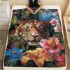 1Pc Cartoon Print Flannel Blanket, High Quality Comfortable for All Seasons, Home Decor, Warmth and Comfort, Perfect for Christmas Birthday Gift