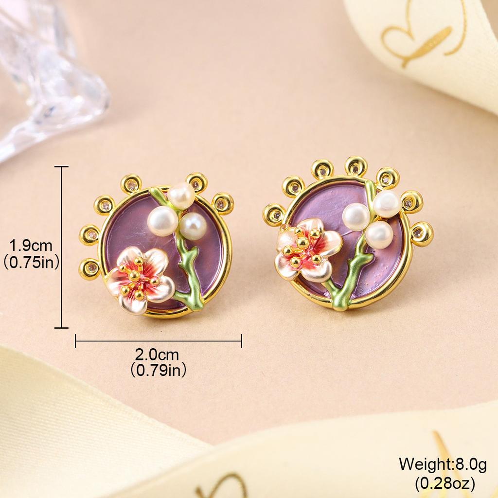 Mori Small Oil Drop Pearl Flower Earrings Small Fresh and Sweet Butterfly Love Earrings Super Fairy High-end Stud Earrings