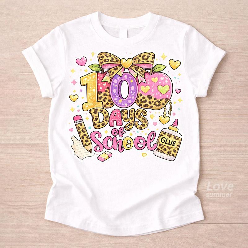 New Girls T Shirt Glitter 100 Days Shirt Children Clothes Girl Disco Ball 100 Days Of School Fashion T-Shirt Retro School Te 100