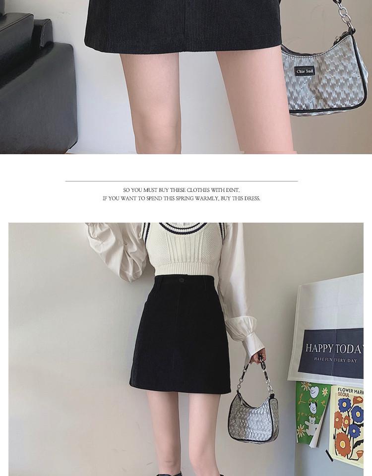 Plus Size Women's Coffee Corduroy A-line Skirt - Autumn/Winter Hip-Hugging Retro Brown Short Skirt