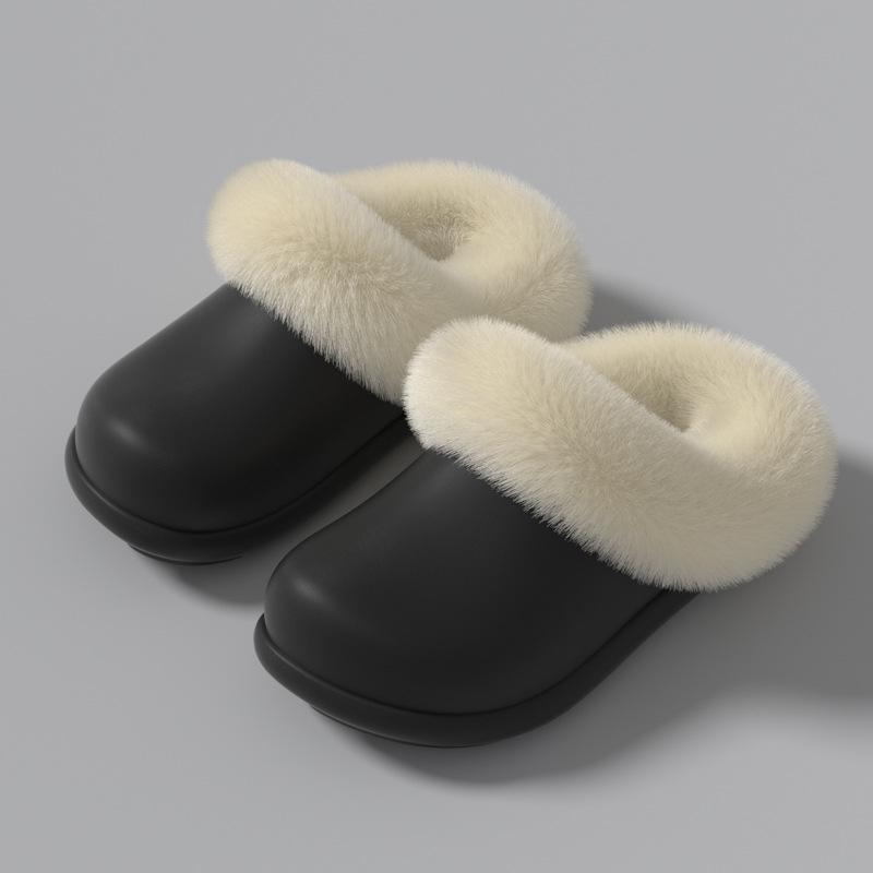 Waterproof cotton slippers autumn and winter 2025 new home warm comfortable thick bottom non-slip plush removable slippers
