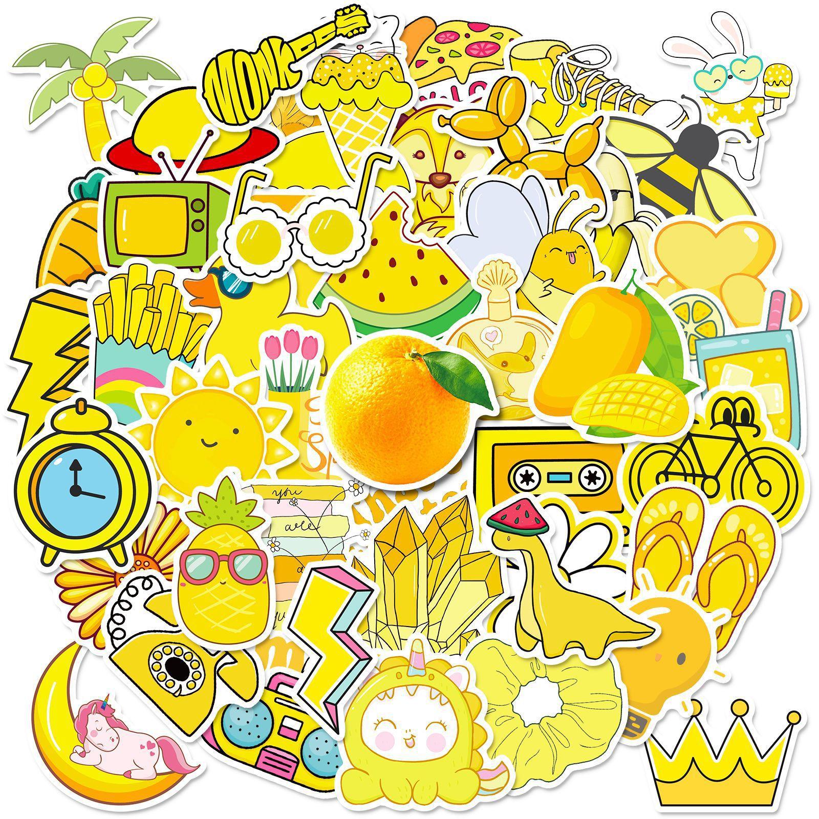 

Pick Up Leaks! 50 Color Mix And Match Sticker Tapes Yellow Vsco Small Fresh Thermos Cup Cartoon Children