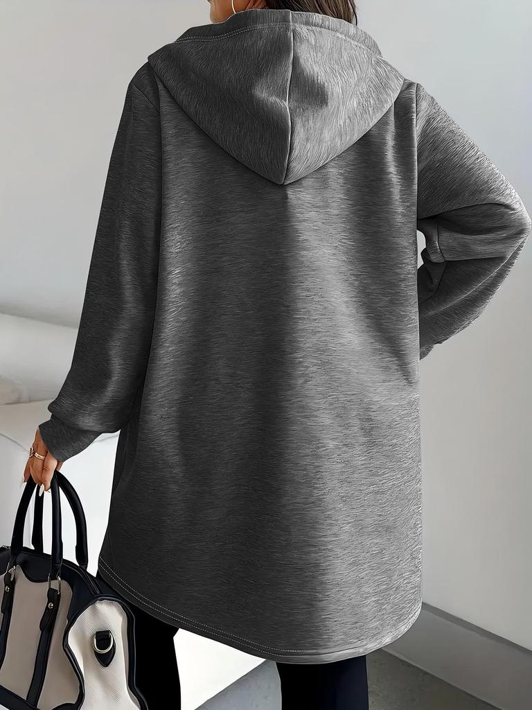 Europäischer & Amerikanischer Damen Kapuzen-Langmantel - Herbst/Winter Übergröße, Einfarbige, Warme Überjacke.