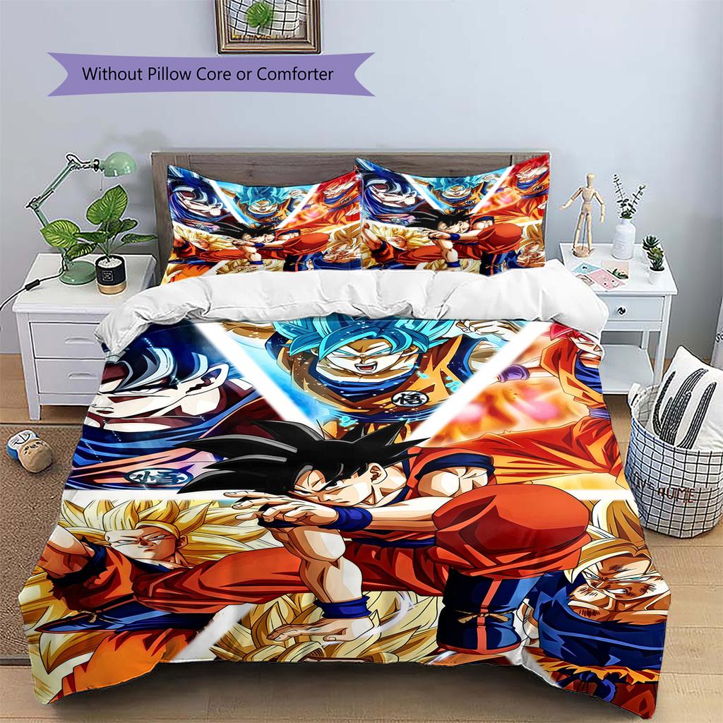 Son Goku Vzor Dragon Ball Povlečení Domácí Dekorace Narozeninový Dárek (1 * povlak na peřinu + 2 * povlak na polštář, bez jádra)