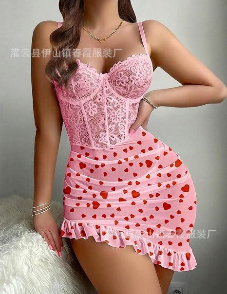 Sexy Lingerie Lace Suspenders Sexy Pure Desire Break Mesh Emotional Pajamas Women
