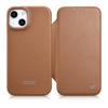 iPhone 14 Plus MagSafe CE Premium Leather Case with Magnetic Flip, Light Brown