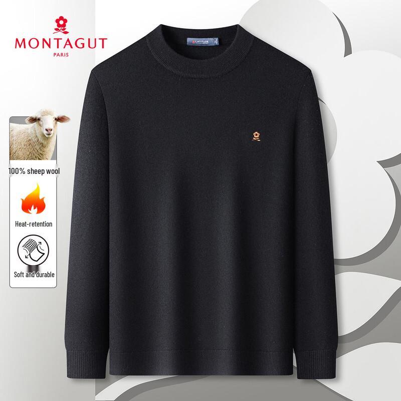 MONTAGUT Men's 100% Merino Wool Crew Neck Sweater